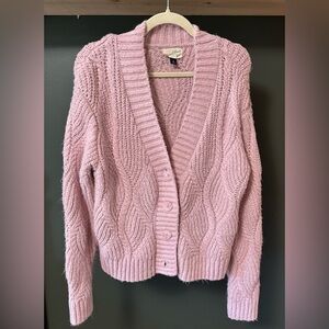 Universal Thread Sparkly PinkCable Knit Button-Front Cardigan